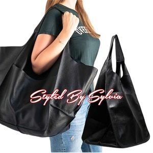 The “VEGAN” Leather Oversized Black Hobo Bag